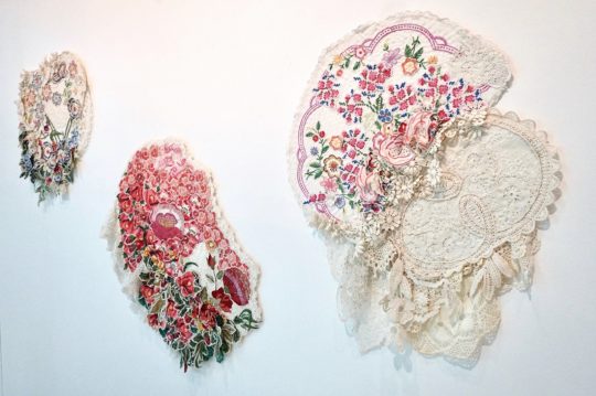 Heidi Hankaniemi: Blooms installation, 2018, Stitch, vintage textiles