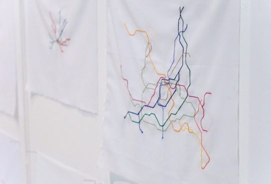 Heidi Hankaniemi: Metro installation (Detail), 2018, Stitch, cotton fabric