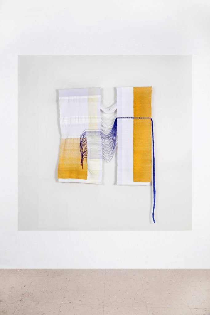 Kate Park: Constant, Faithful, Always, 2018, 40" x 40", Hand-woven with wool, mohair, cotton and polyester
