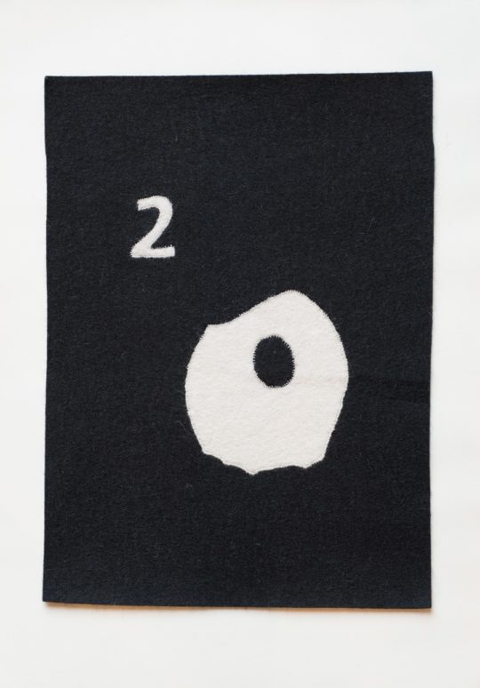 Vanessa Rolf: Absence of Matter. Size 50 x 55cm. Detail 2, inlaid appliqué wool felt