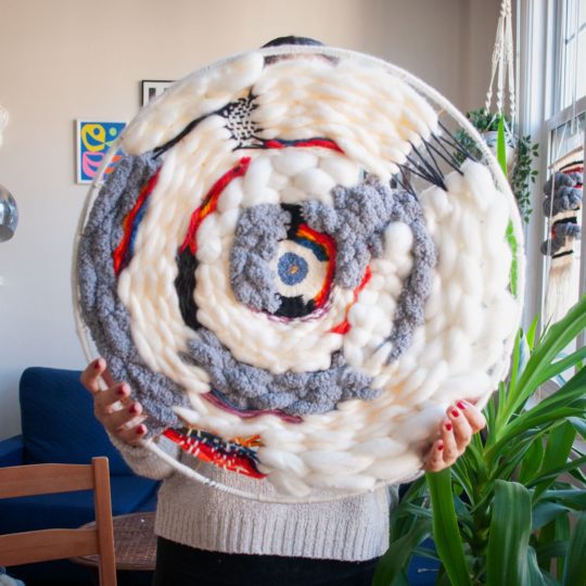 Amy Louise Baker: Circular Horizon, 2018, 18" x 18", Weaving. Yarn