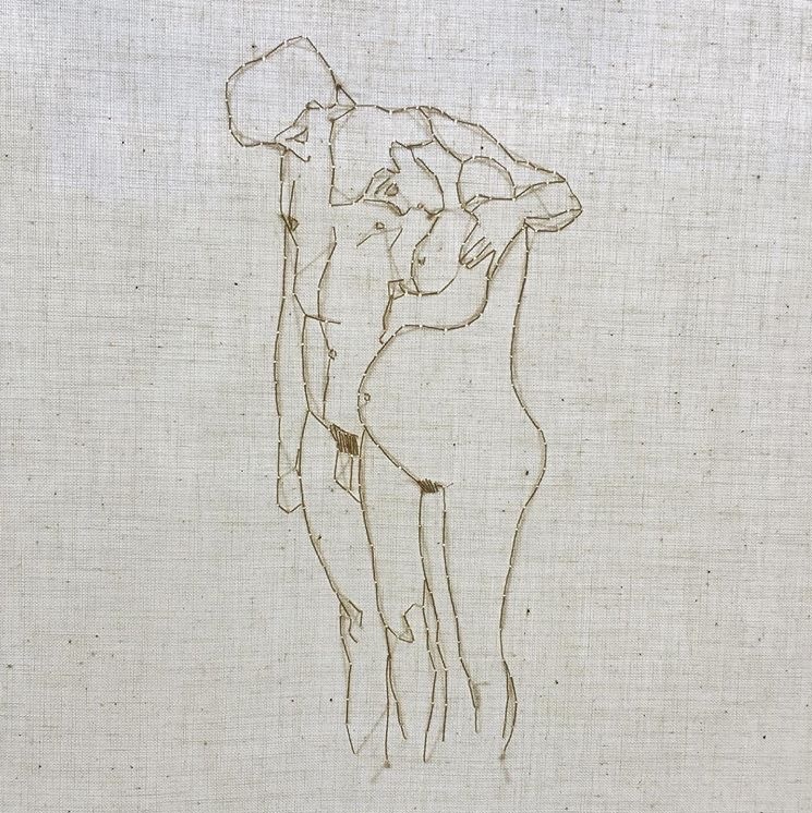 Cécile Davidovici: From Klimt, 2019, 21 x 21cm, Cotton thread on linen - embroidery