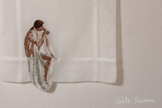 Cécile Davidovici: In all transparency, 2019, 27 x 27cm, Cotton thread on linen - embroidery