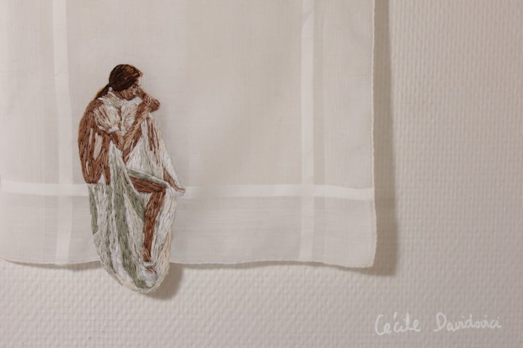 Cécile Davidovici: In all transparency, 2019, 27 x 27cm, Cotton thread on linen - embroidery