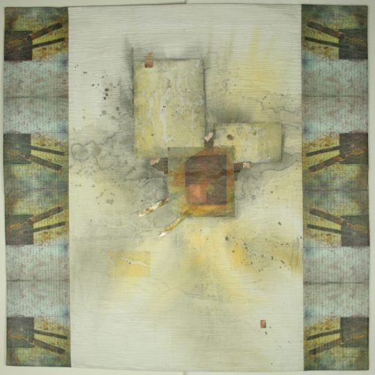 Peggy Brown: Soliloquy II, 2012, 40 x 40, Silk, organza, paper, watercolour paint. Painted, collaged and quilted