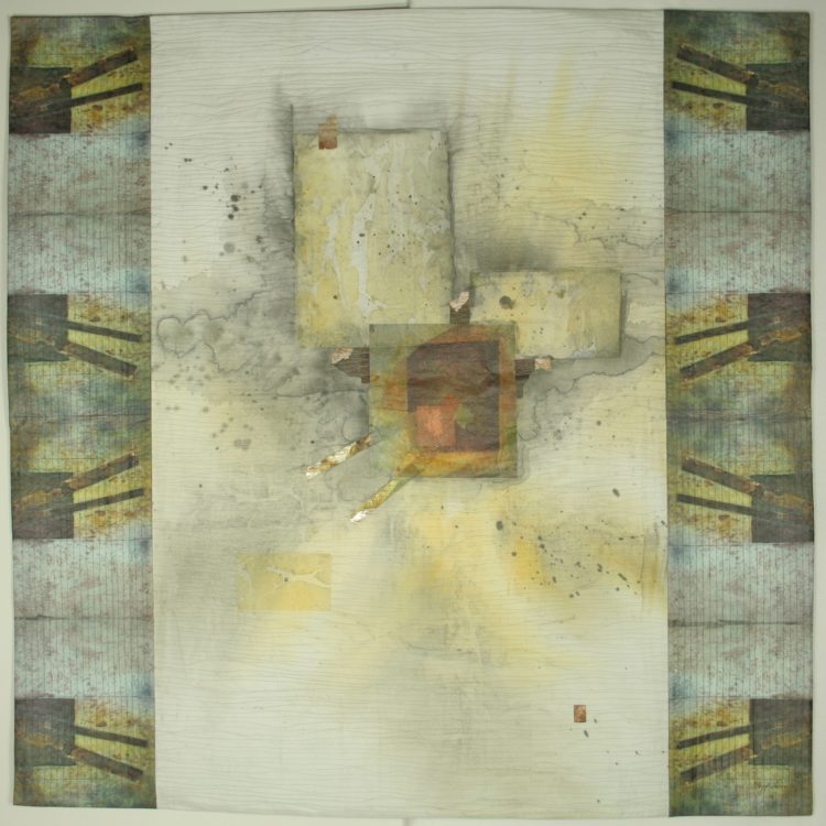 Peggy Brown: Soliloquy II, 2012, 40 x 40, Silk, organza, paper, watercolour paint.  Painted, collaged and quilted