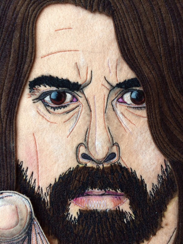 Jane Sanders: Dave Grohl (Detail), 2017, 20cm x 15cm approx, sewn felt