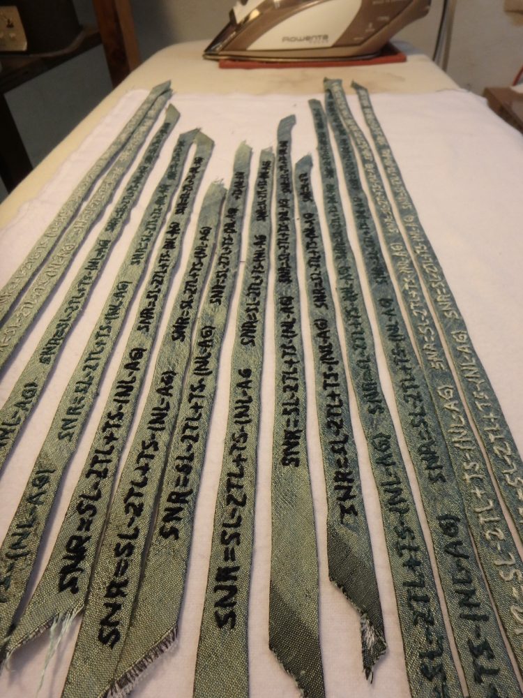 Lindsay Olson: Preparing the bias strips with embroidered equations