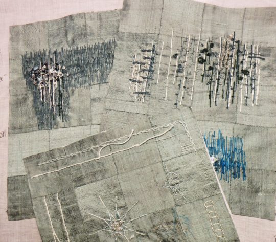 Lindsay Olson: Sample stitches and materials for “Rhythmic Sound: Active Acoustics”