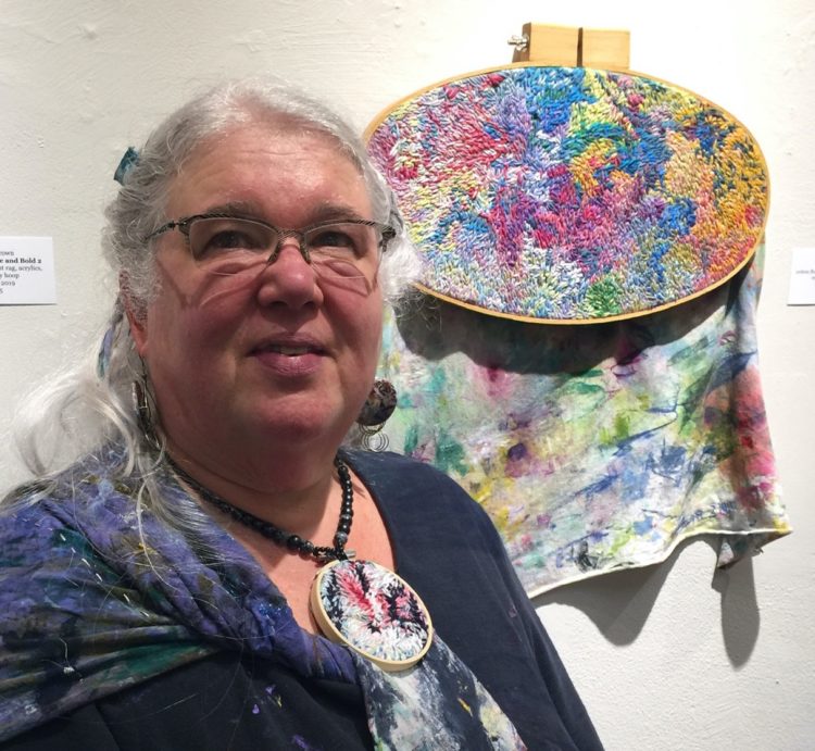 Patricia Brown: Artist Patricia Brown with Remnant 3, 2019, photograph by Rebecca Todd