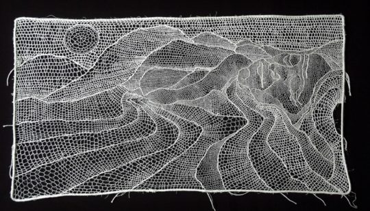 Bridget Steel-Jessop: Lady In The Landscape, 2019, 40cm x 80cm, Needle Lace