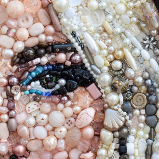 Sarah Gwyer, Lady Gaga (Detail), 2019. 50cm x 50cm (19.5" x 19.5"). Bead embroidery on canvas, featuring almost 5000 embellishments.