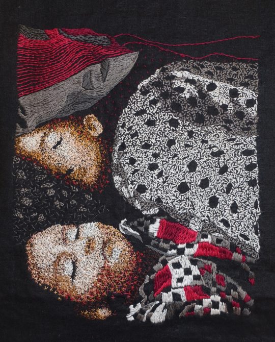 Sharon Peoples: The Spotted Quilt 2, 2017, 27 (H) x 34 (H), hand embroidery on linen