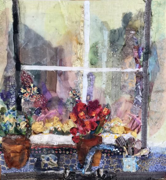 Barbara Shaw: View from the Kitchen Sink (2020), 31 x 32 cm (Detail). Fabric and hand stitch.