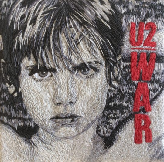 Eva Kitok: U2, 2017, 15 x 15cm, Hand embroidery on cotton fabric