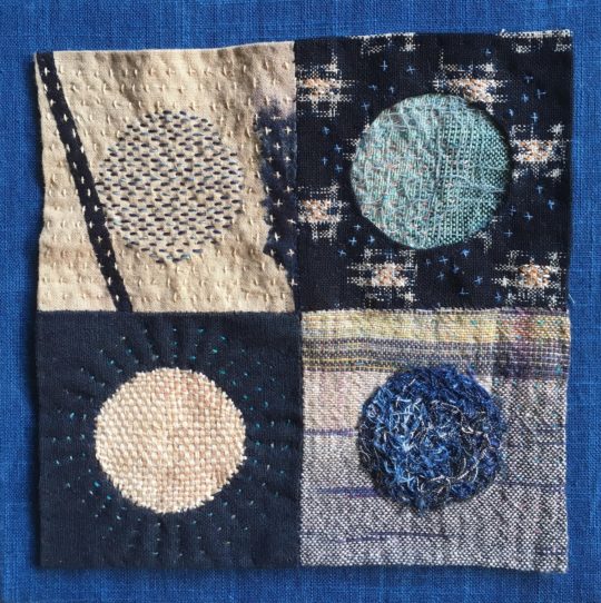 Julie B. Booth: Boro Moons, 2017, Mixed Media Fiber