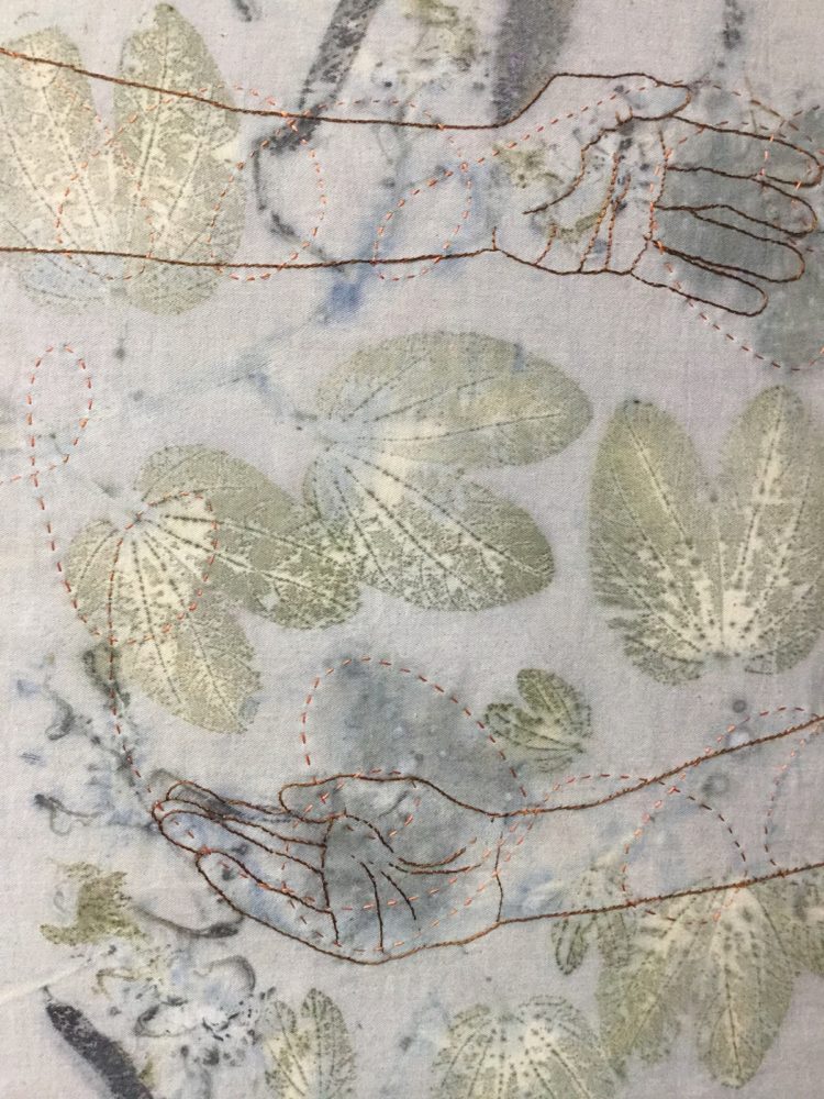 Ana Maier: Conexao infinita_Ecoprint detail after embroidery