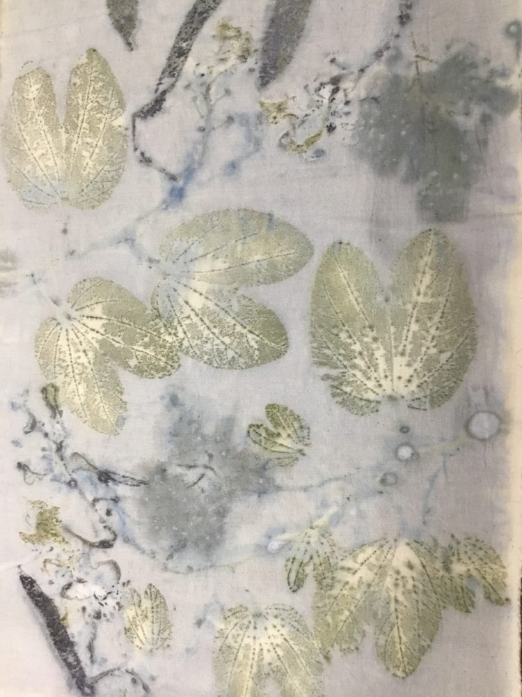 Ana Maier: Conexao infinita, Ecoprint detail before embroidery 