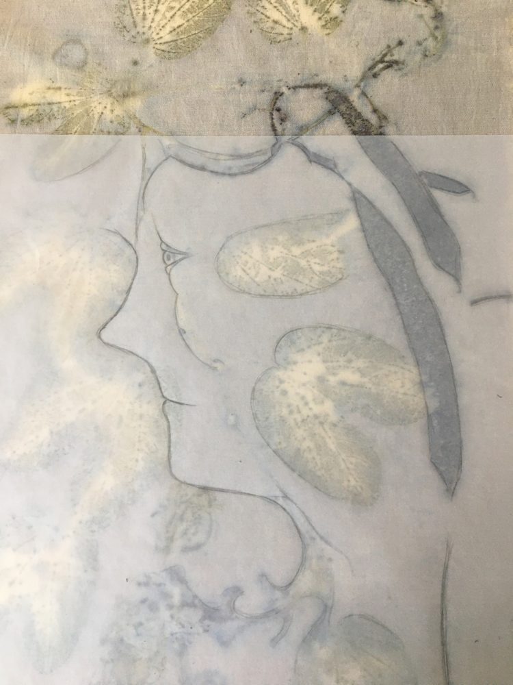 Ana Maier: Conexao infinita, face detail sketched 