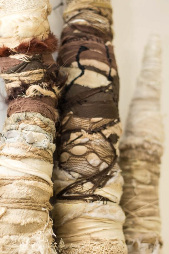 Clarissa Callesen: Liminals (Detail), 2015, 64" x 16" x 4", Recycled textiles