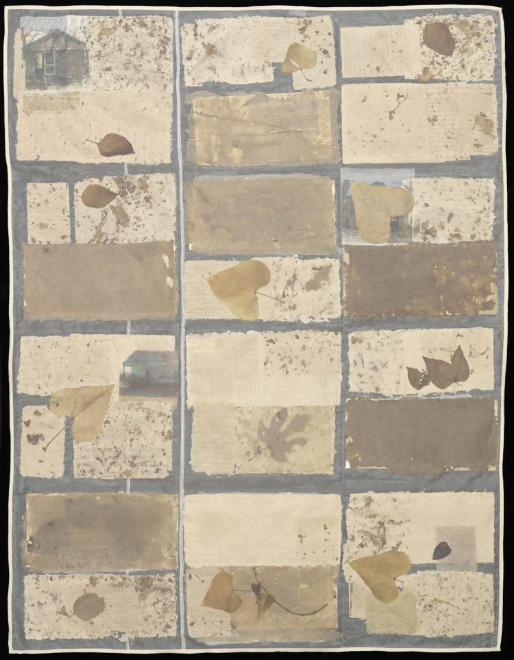 Alisa Banks: Whispers, 2010, 70" x 54", Handmade paper, silk (organza), leaves (potato vine, fig), graphite, pigment prints, hand and machine sewn