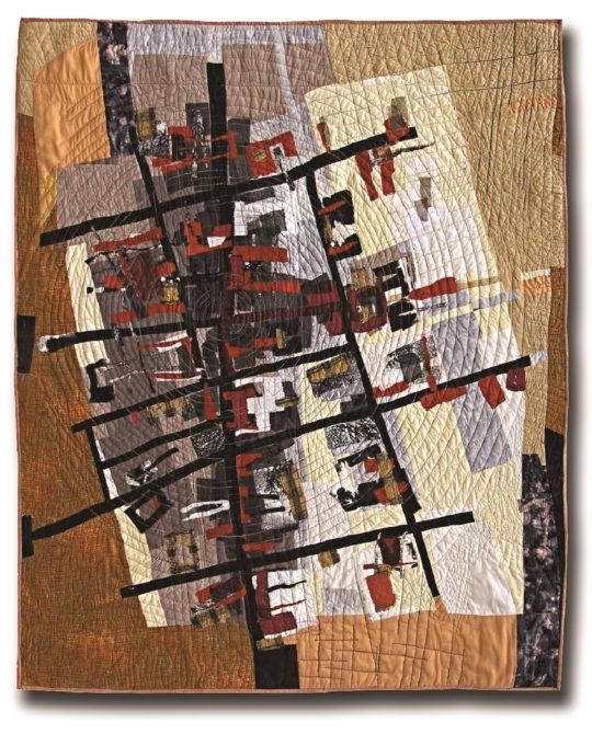 Valerie Goodwin: City Grid II, 2001, Hand and Machine Stitching, Fabric Collage, Piecing