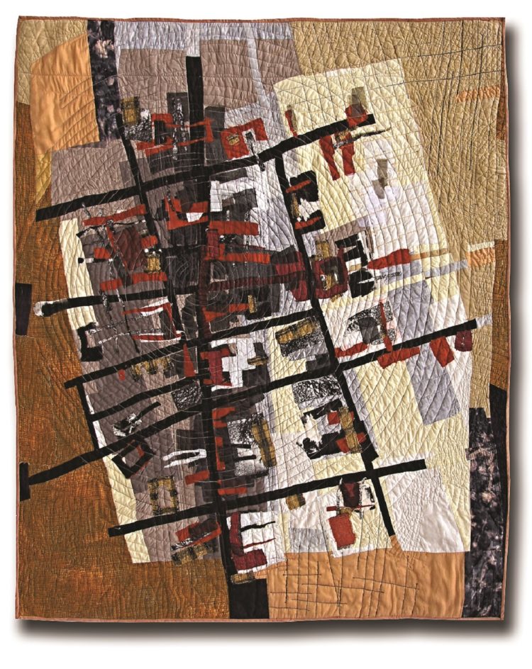 Valerie Goodwin: City Grid II, 2001, Hand and Machine Stitching, Fabric Collage, Piecing