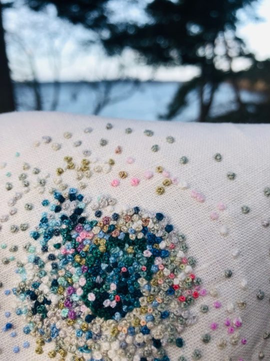Christine Mauersberger: Penn Cove (detail), 2020, Linen, perle cotton, hand stitched