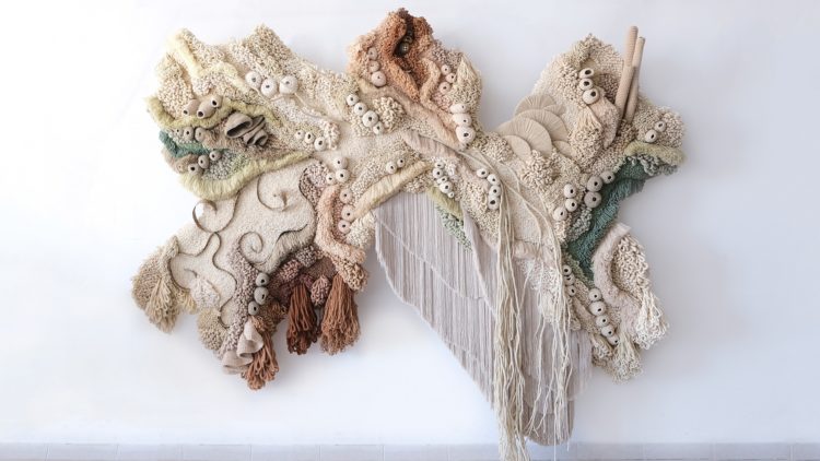Vanessa Barragão, Nostalgia, 2020. 240cm x 185cm (8’ x 6’). Basketry, latch hook, crochet and other fibre techniques. 100 per cent recycled wool and esparto grass. 