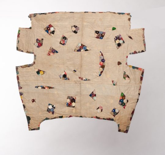 Ruth Singer: Windows, 2019, 65cm wide, Hand stitch on antique quilt fragment. Photo credit: Paul Lapsley