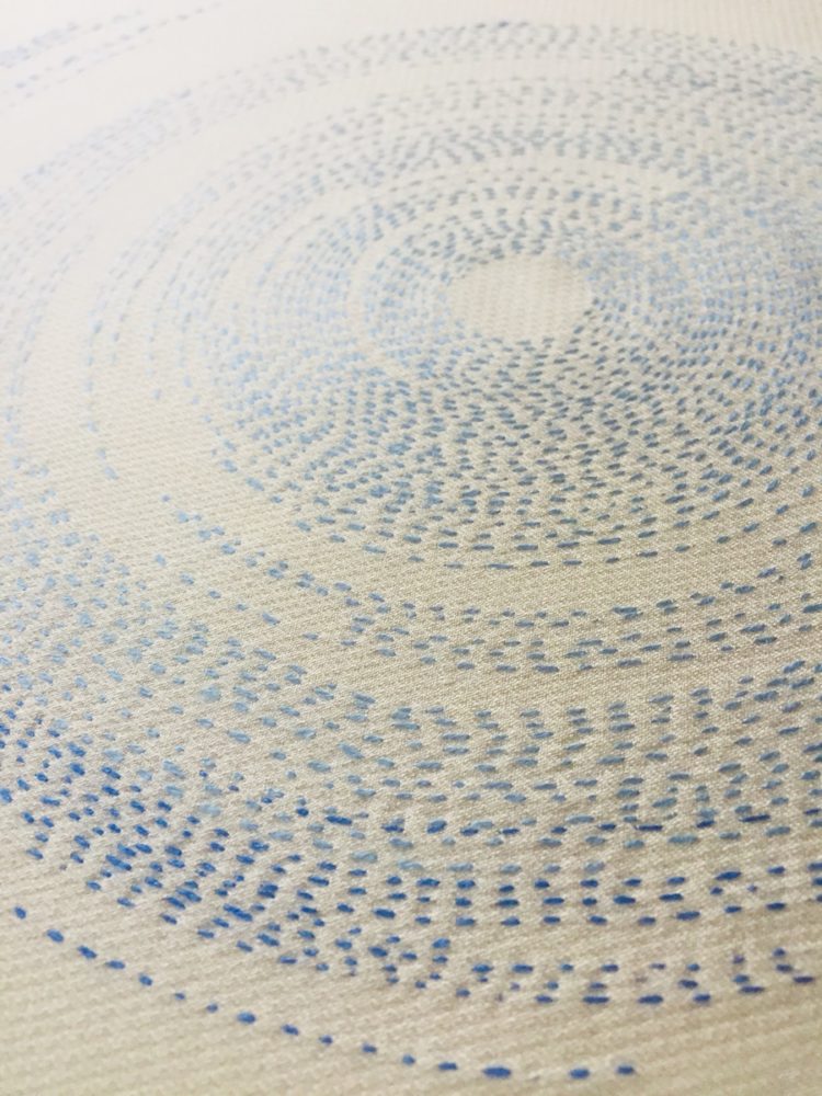 Christine Mauersberger: Blue Water (detail), 2018, Silk/wool broadcloth, embroidery thread, hand sewn
