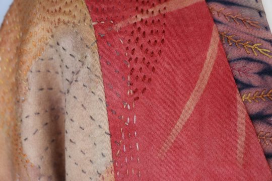 Caroline Nixon: Opera Coat (Detail), 2018, natural dye and ecoprint with hand stitch