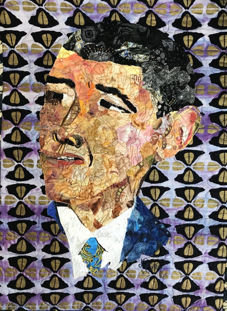 Linda F. Martin: Mr. President 2, 2017, 28”x21”, Commercial and handled fabric machine-quilted