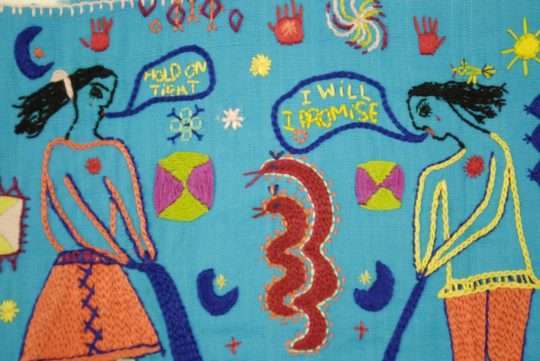 Saima Kaur: An Ode to Friendship (Detail), 2019, 20 x 25 cm, Hand embroidery, cotton thread