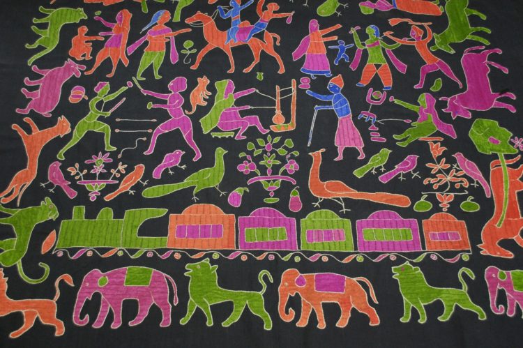 Saima Kaur: Sainchi Phulkari (replica) (Detail), 2007, 2 x 1.5 meters, Silk thread on cotton base, hand embroidery