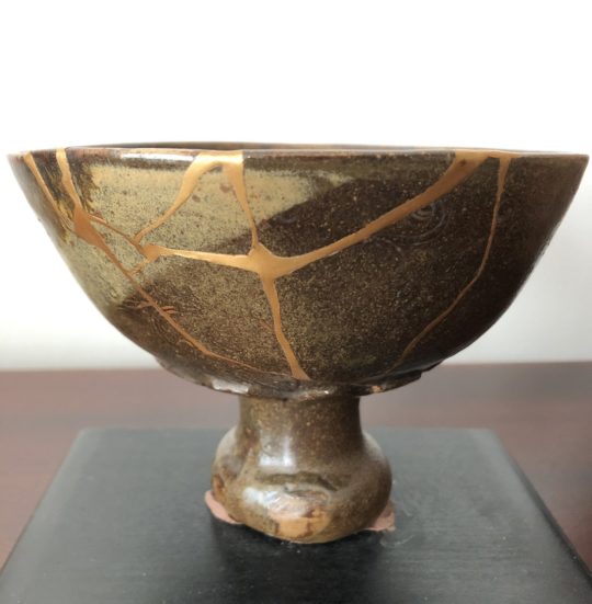 Barbara Shapiro: Japanese Kintsugi repair on footed bowl, Collection of the author.