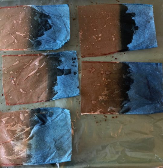 Barbara Shapiro: Preparation of Indigo dyed tea papers with kakishibu