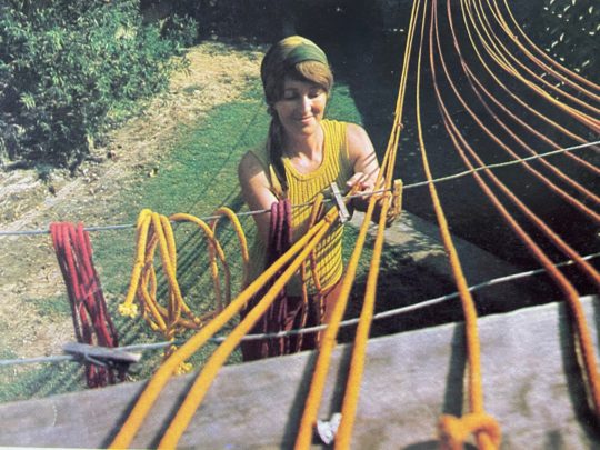 Janet Brereton dyeing rope in 1970