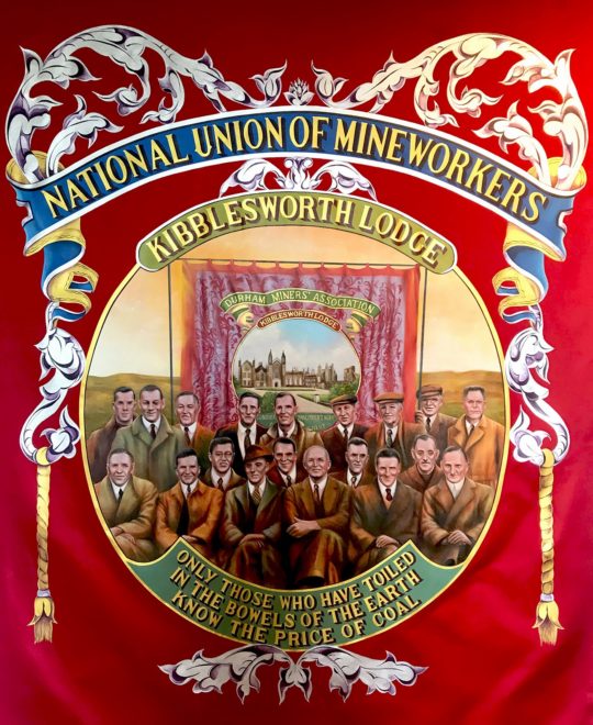 Emma Shankland: Kibblesworth Lodge miners' banner, 2018, 180cm X 245cm, Silk. Hand painted