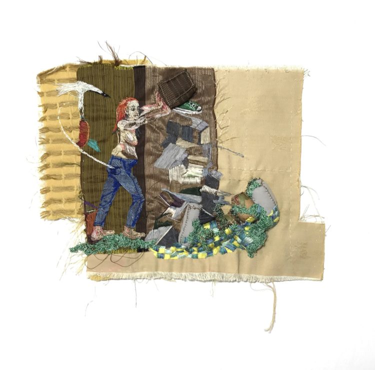 Emma Shankland: Restoration, 2019, 45cm X 30cm, Fabric and Thread. Hand embroidery