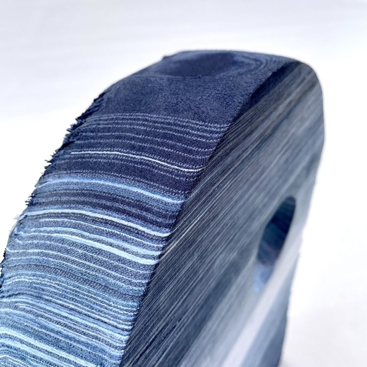 Rachael Wellisch: Monumental Schists #5 (Detail), 2021, 22cm (w) x 6cm (d) x 32cm (h), Indigo dyed, layered, salvaged textiles