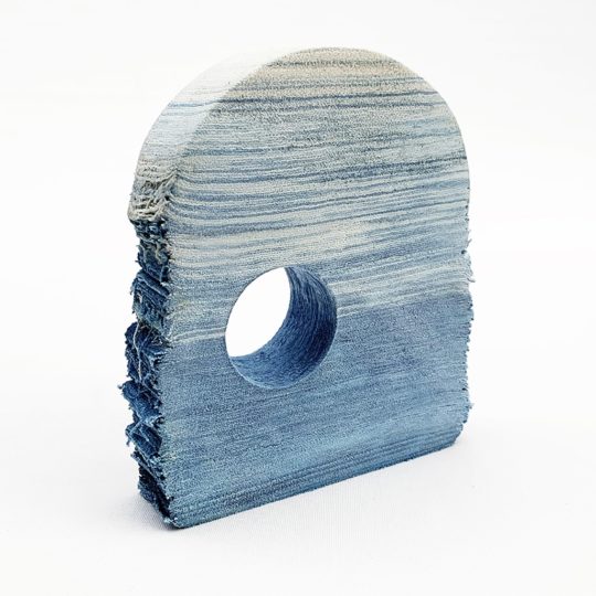 Rachael Wellisch: Monumental Schists (Detail), 2020, 14cm (w) x 4cm (d) x 16cm (h), Indigo dyed, layered, salvaged textiles