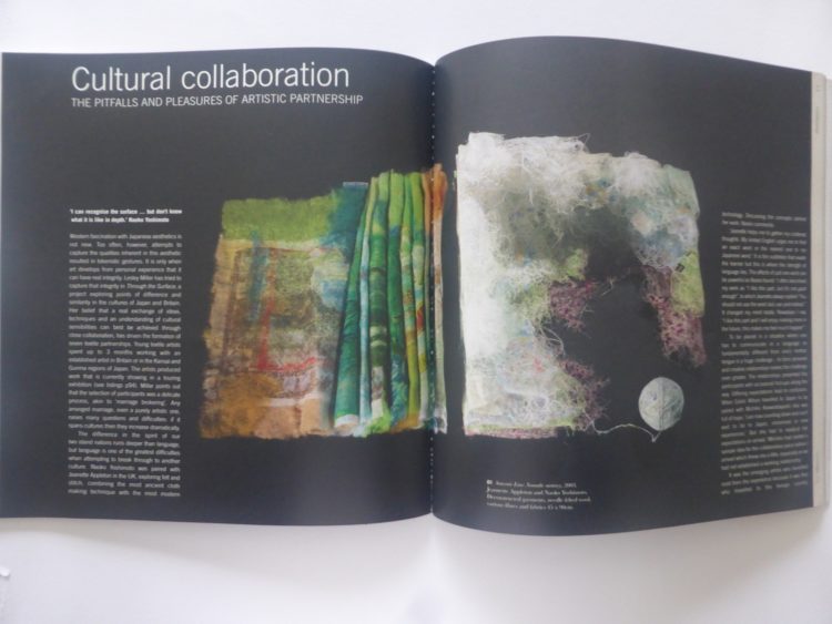 Jeanette Appleton: Souvenir Line: Nomadic Memory, 2003, 45 x 90 x 20 cm, Collaboration with Naoko Yoshimoto. Technique: Artist made needle felt and deconstructed cloth. Materials: Wool, various fibres and fabrics, second hand cloth. Selvedge Magazine May/June 2014 p 62/63