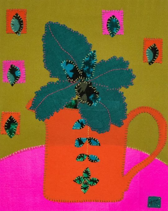 Harriett Chapman: Patterned orange jug, 2020, 20cm x 30 cm, Textile, hand stitch