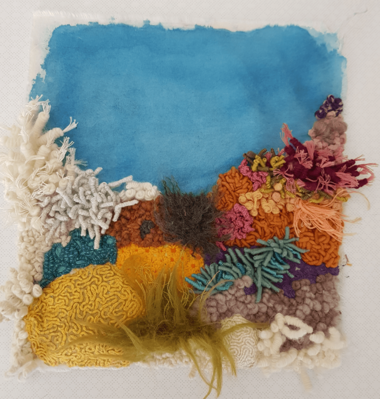 Textile art by Candie Aitken in response to an online workshop with Brooks Harris Stevens