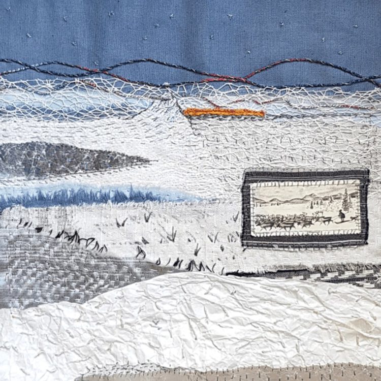 Textile art by Lee Thermaenius in response to an online workshop with Jette Clover