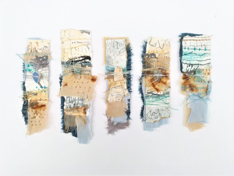 Shelley Rhodes: Coastal Fragments, 2021, 30 x 21 cm, mixed-media collages with found objects