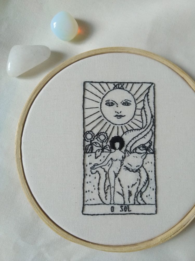 Janine Magalhães: The sun (Detail), 2021, Handmade embroidery, wooden hoop