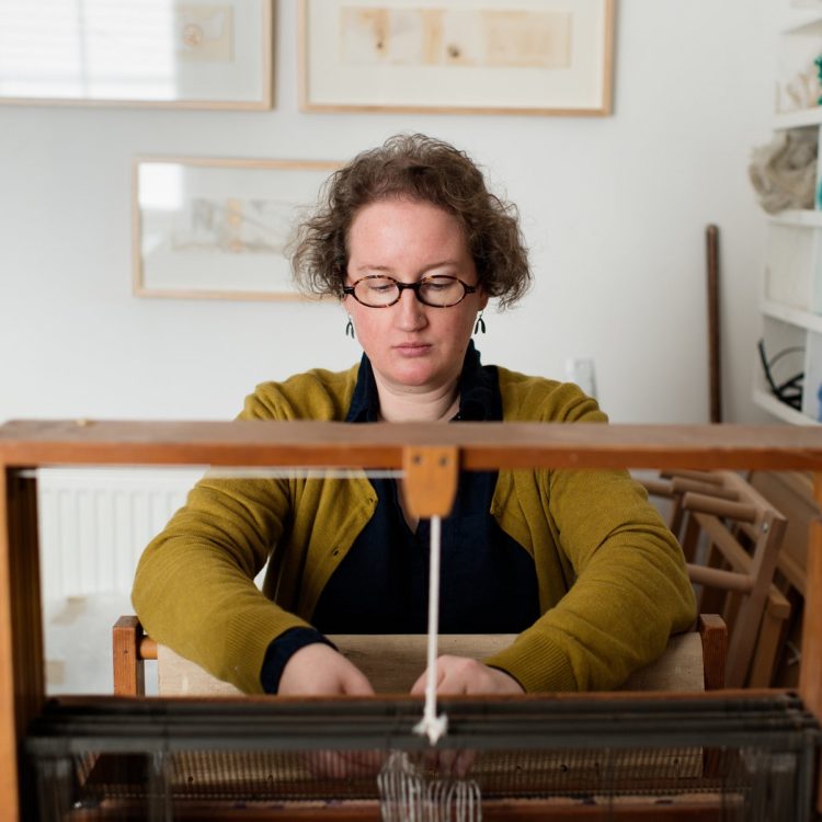 Alice Fox: in studio weaving