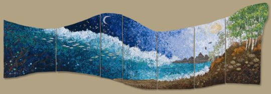 Lorraine Roy, Rhythms of the Sea commission, 2009. 4m x 1.5m (14' x 5'). Machine appliqué and embroidery, machine quilting.